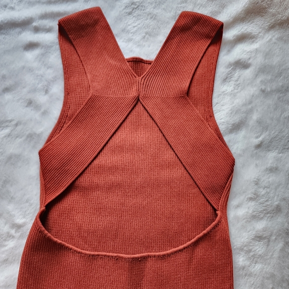 Zara rust brick orange-red thick sleeveless top cross open back Size M - Picture 6 of 7